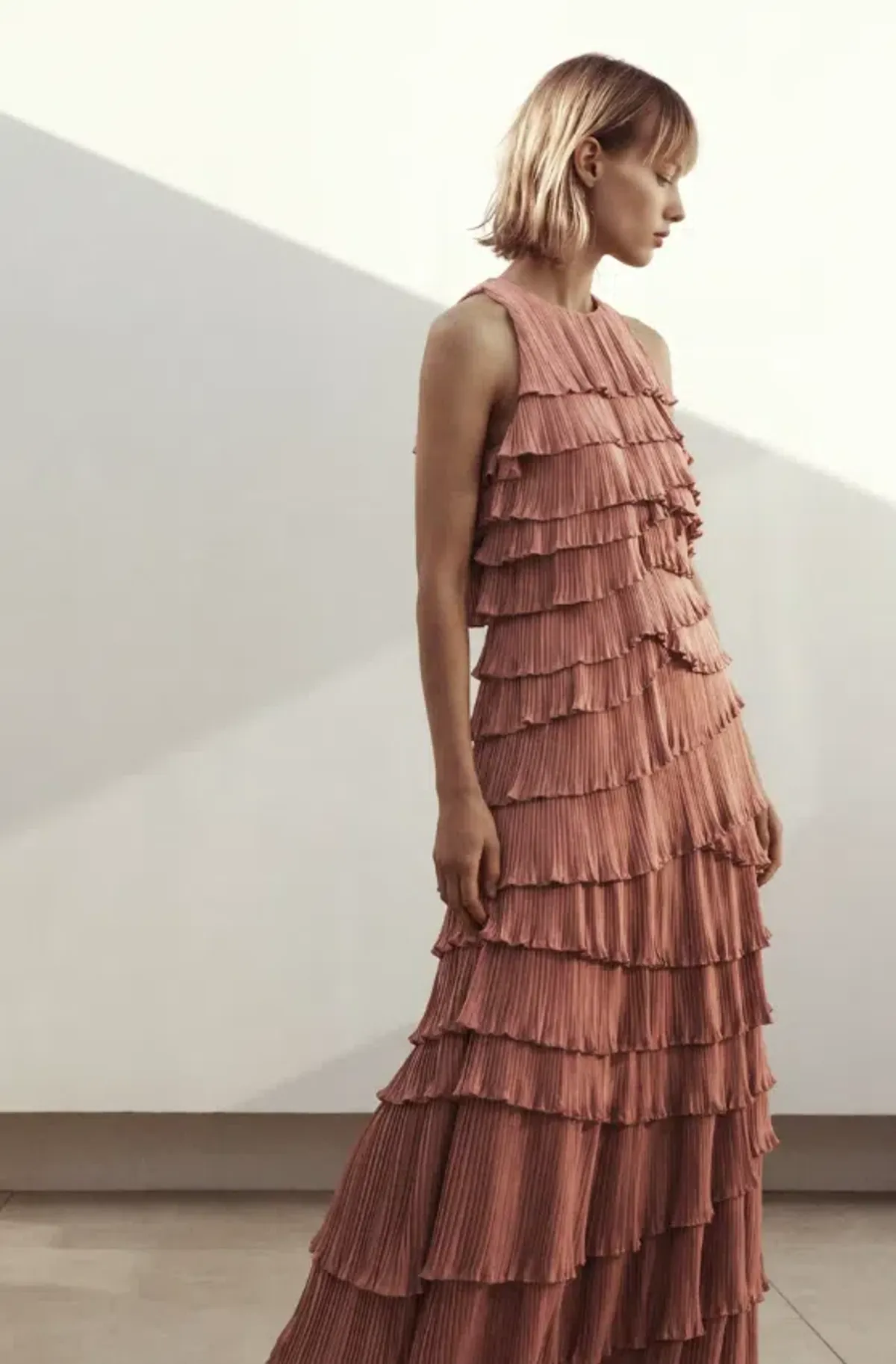 AJE Dew Pleated Maxi Dress Dusty Rose Size 12 - Image 1