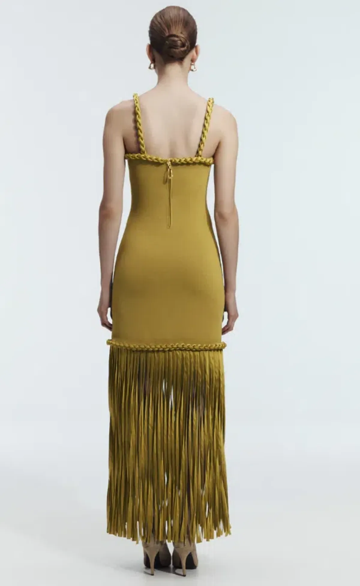 AJE Ribiona Knit Midi Dress Olive Size M - Image 2