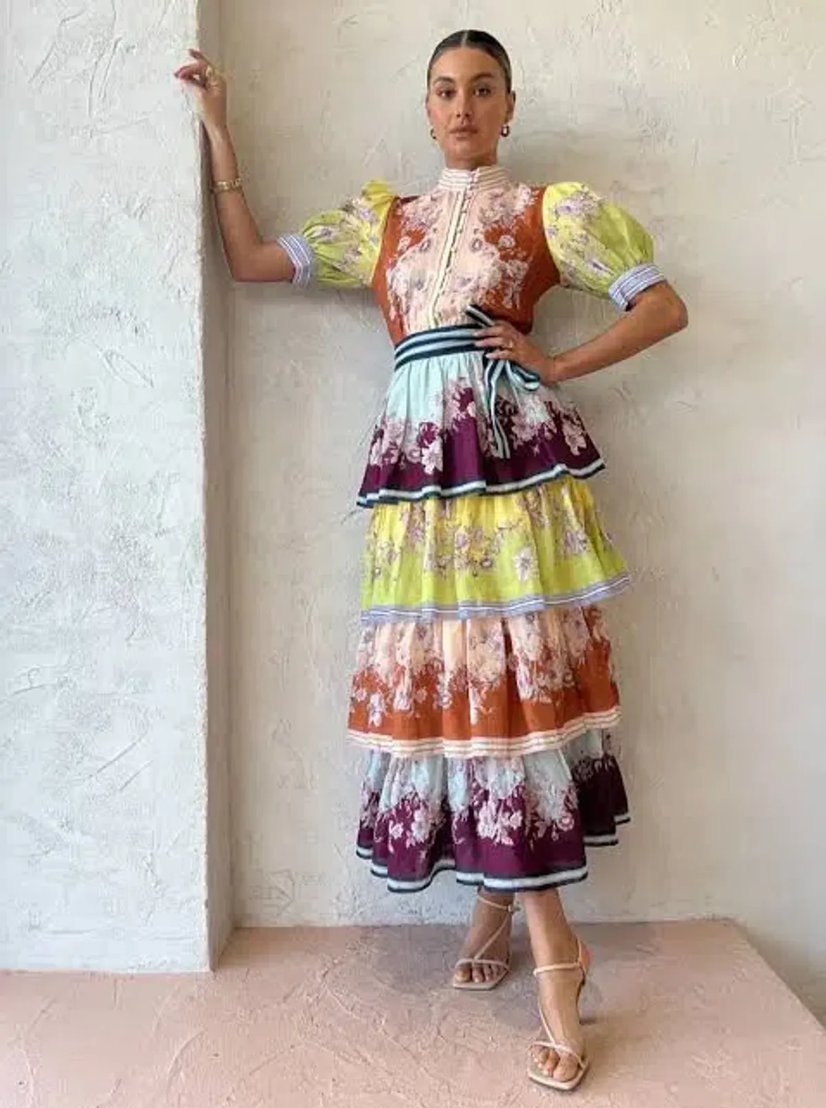 Alemais Marlow Tiered Midi Dress Size AU 10  - Image 3