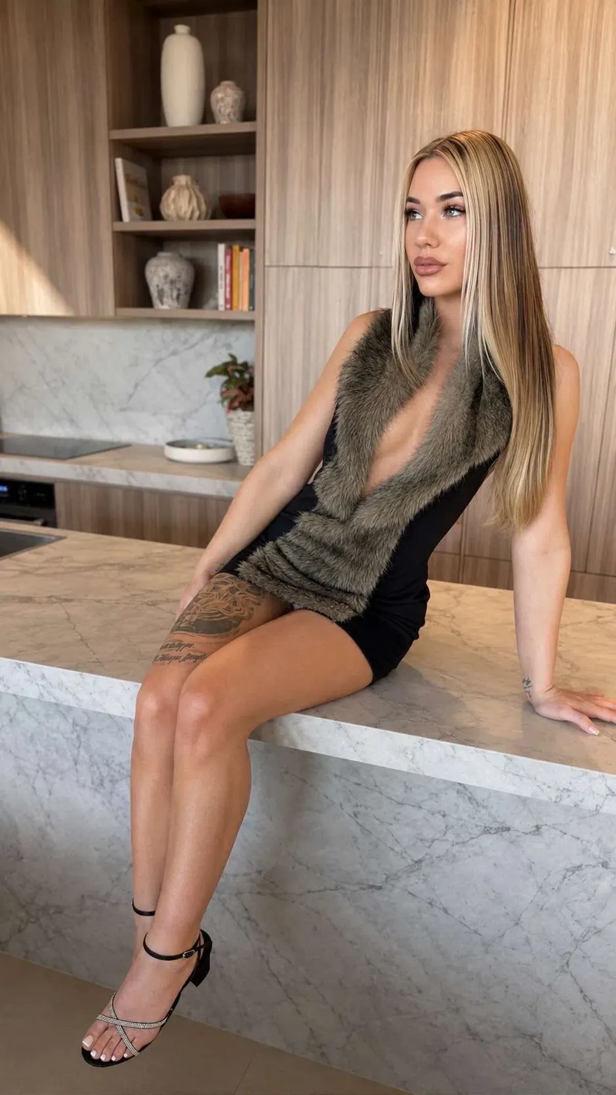 Inrama Brooklyn Mini Fur Dress size Large - Image 1