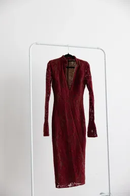 House Of CB Pierette Berry Lace Midi Dress for rent on The Volte - image 2