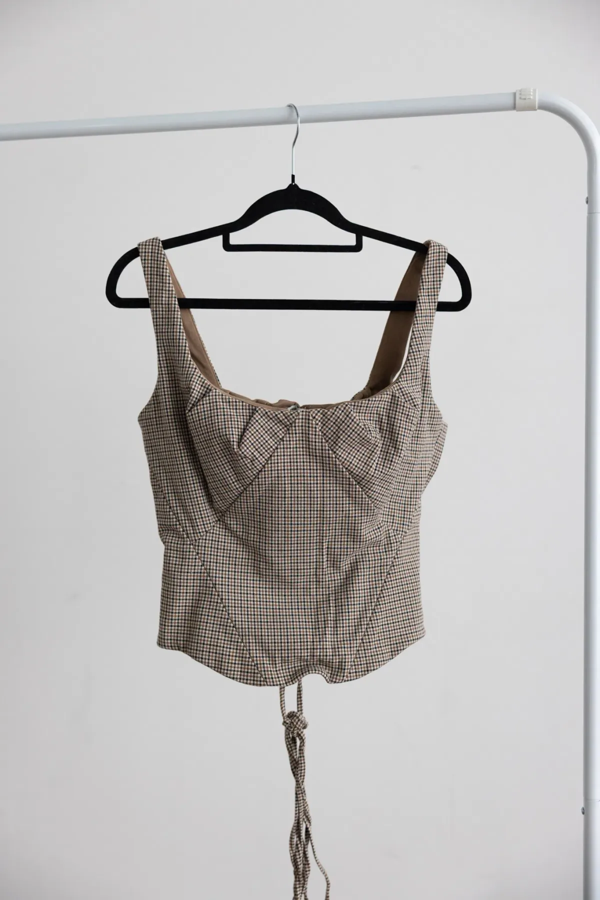 House Of CB Selma Brown Puppytooth Boned Corset Top - Image 6