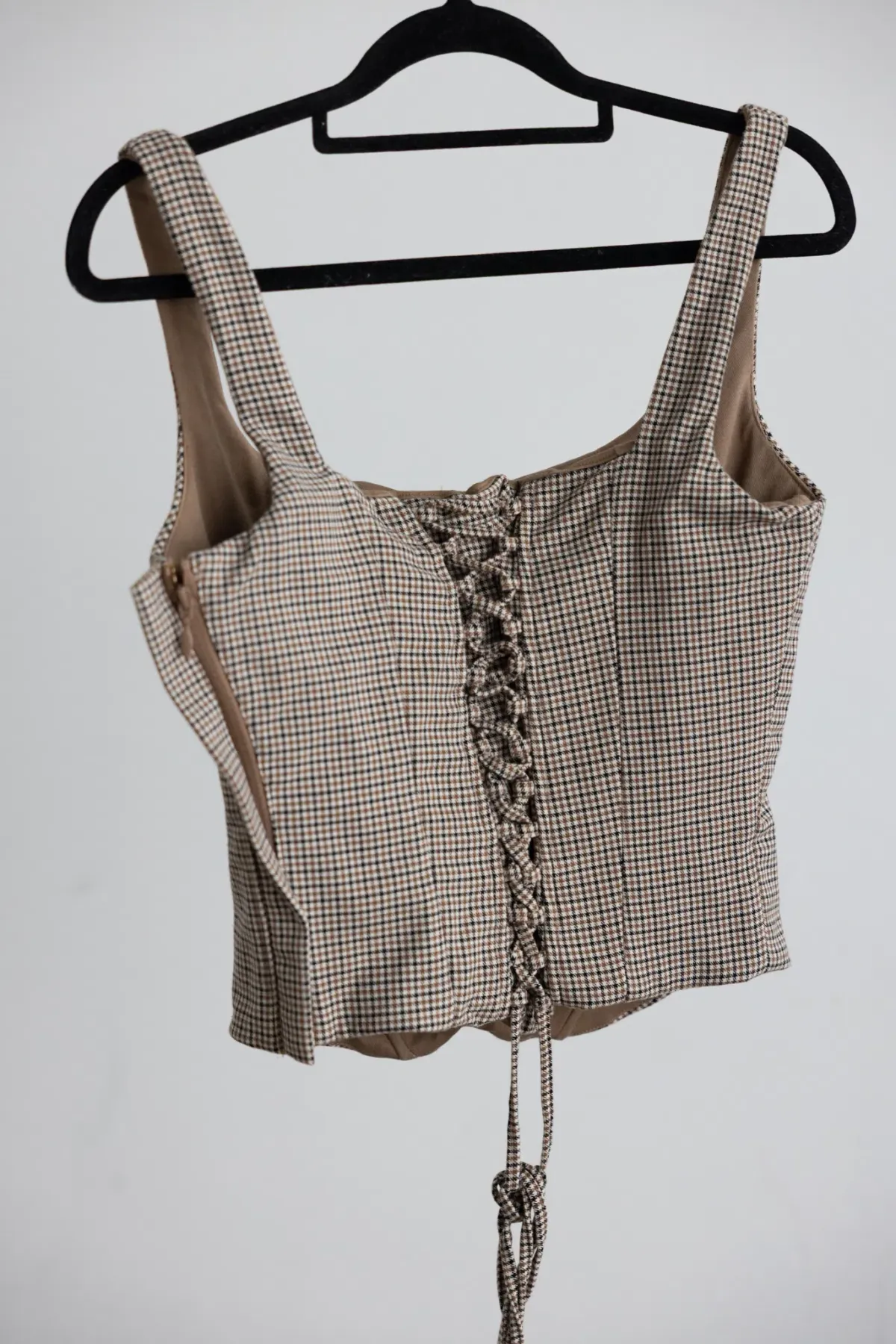 House Of CB Selma Brown Puppytooth Boned Corset Top - Image 9