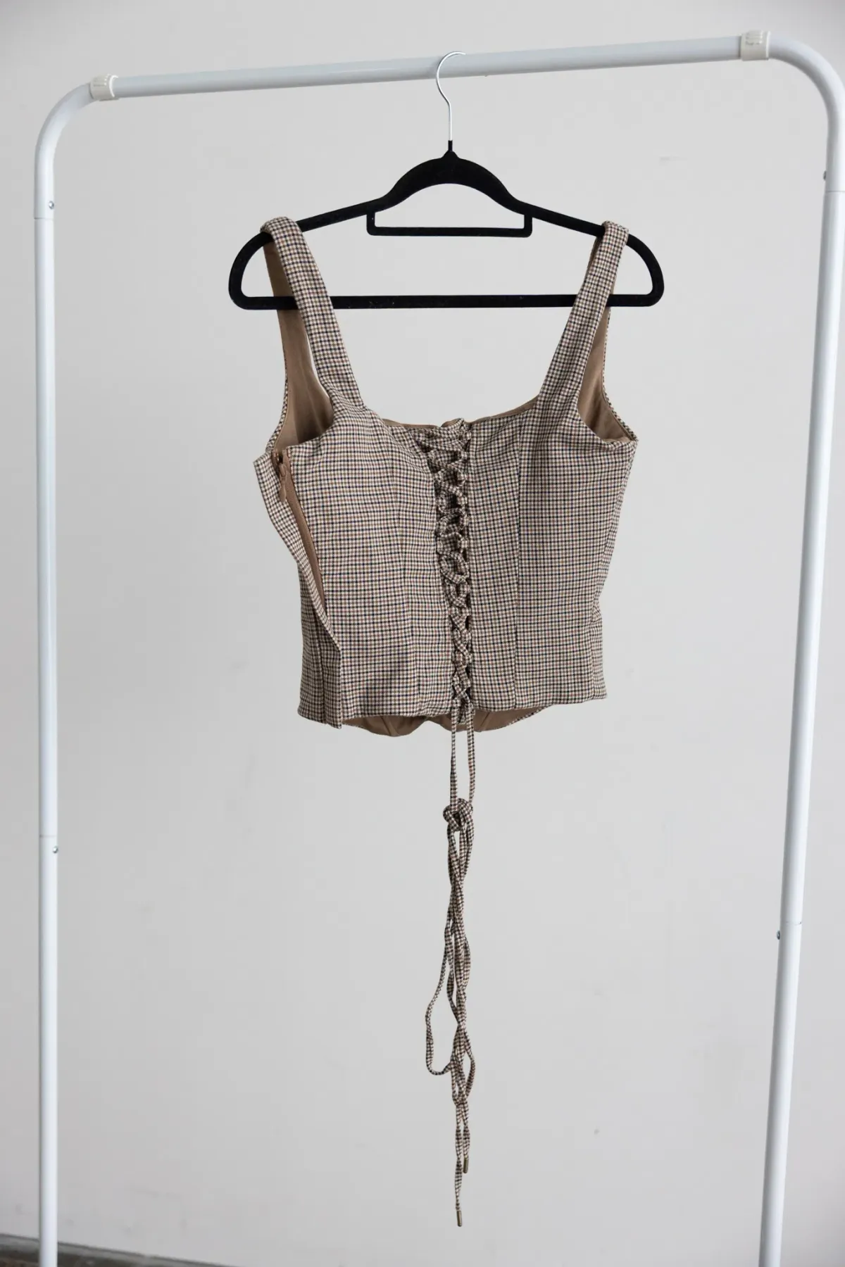 House Of CB Selma Brown Puppytooth Boned Corset Top - Image 8