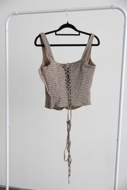 House Of CB Selma Brown Puppytooth Boned Corset Top for rent on The Volte - image 8