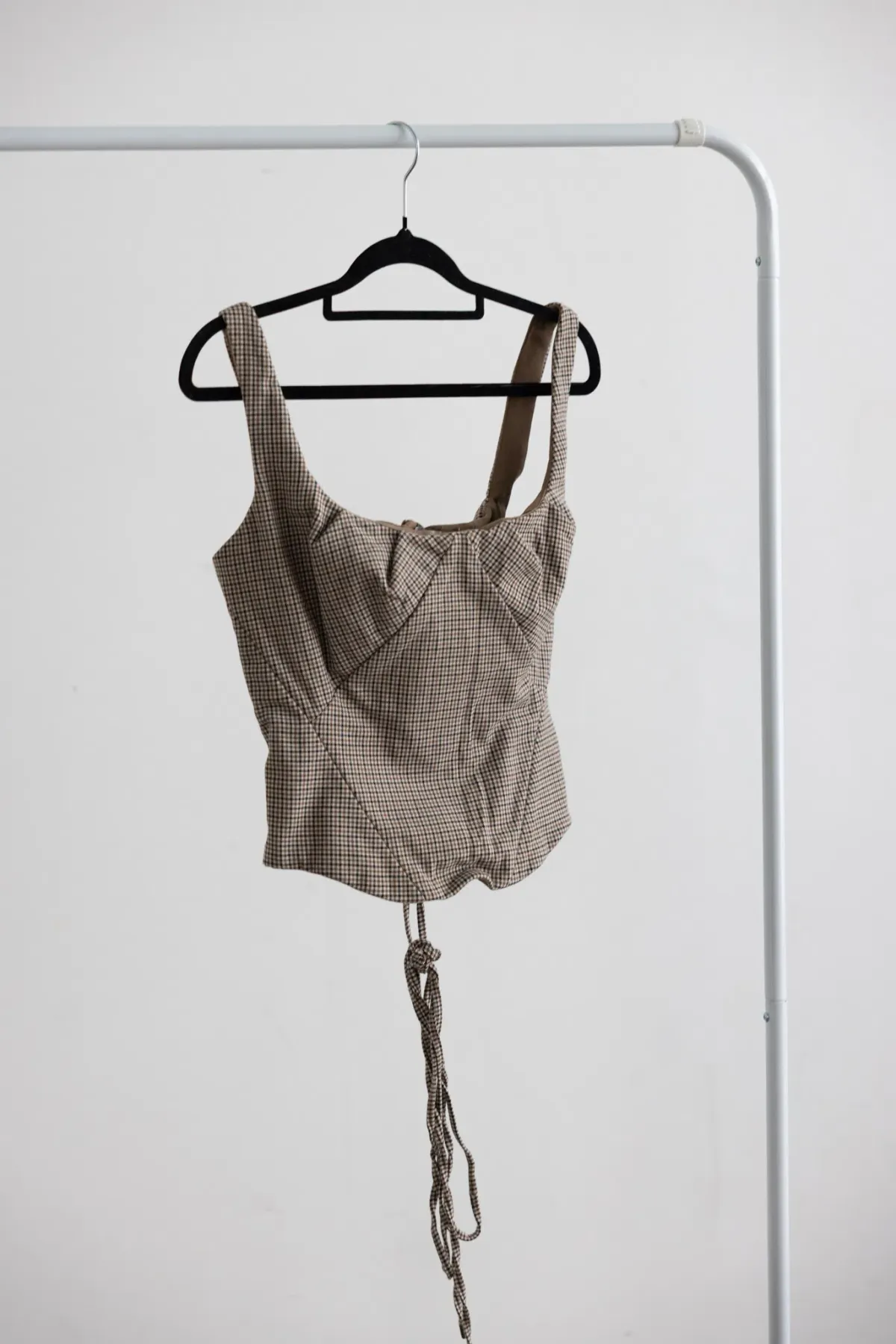 House Of CB Selma Brown Puppytooth Boned Corset Top - Image 4