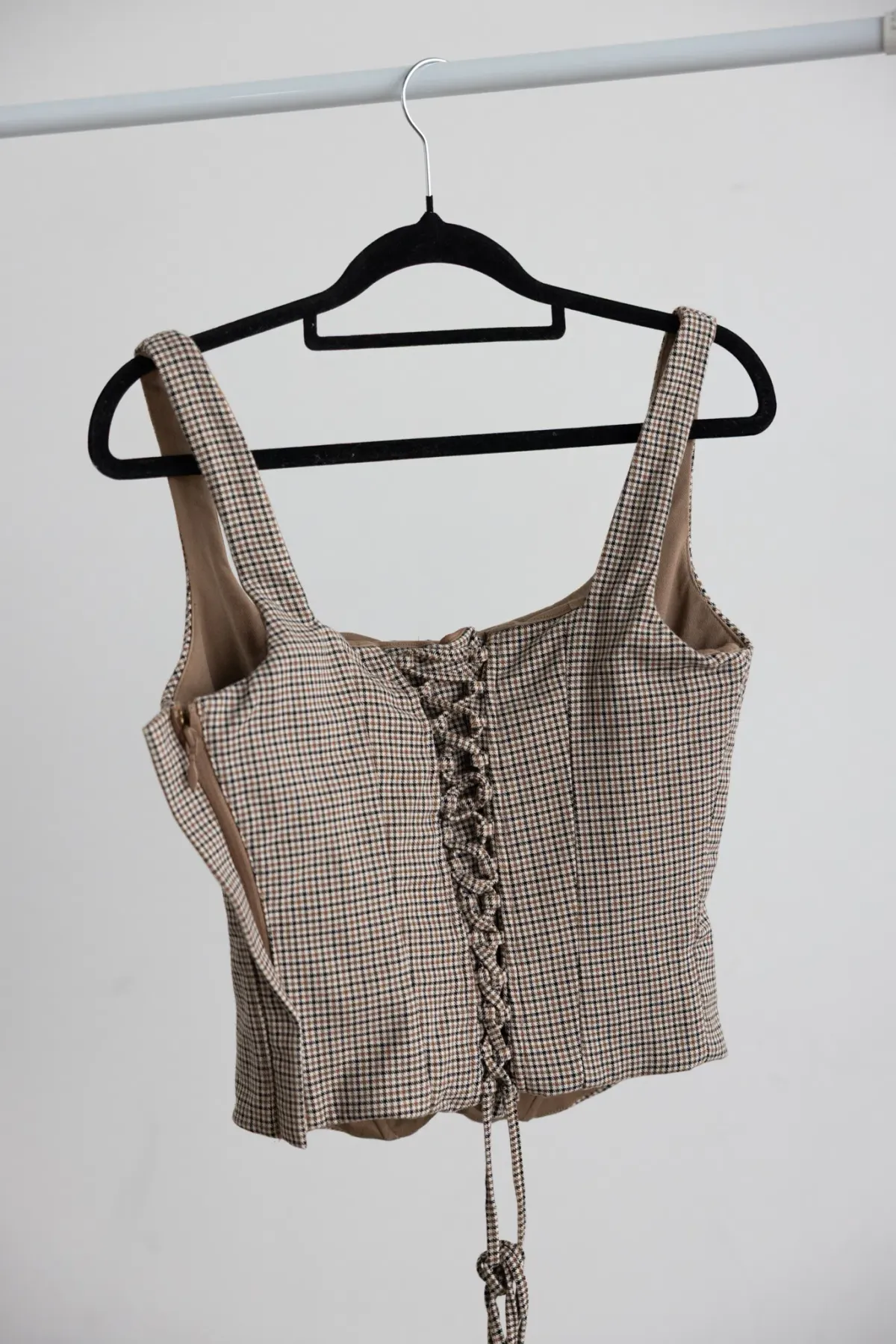 House Of CB Selma Brown Puppytooth Boned Corset Top - Image 10