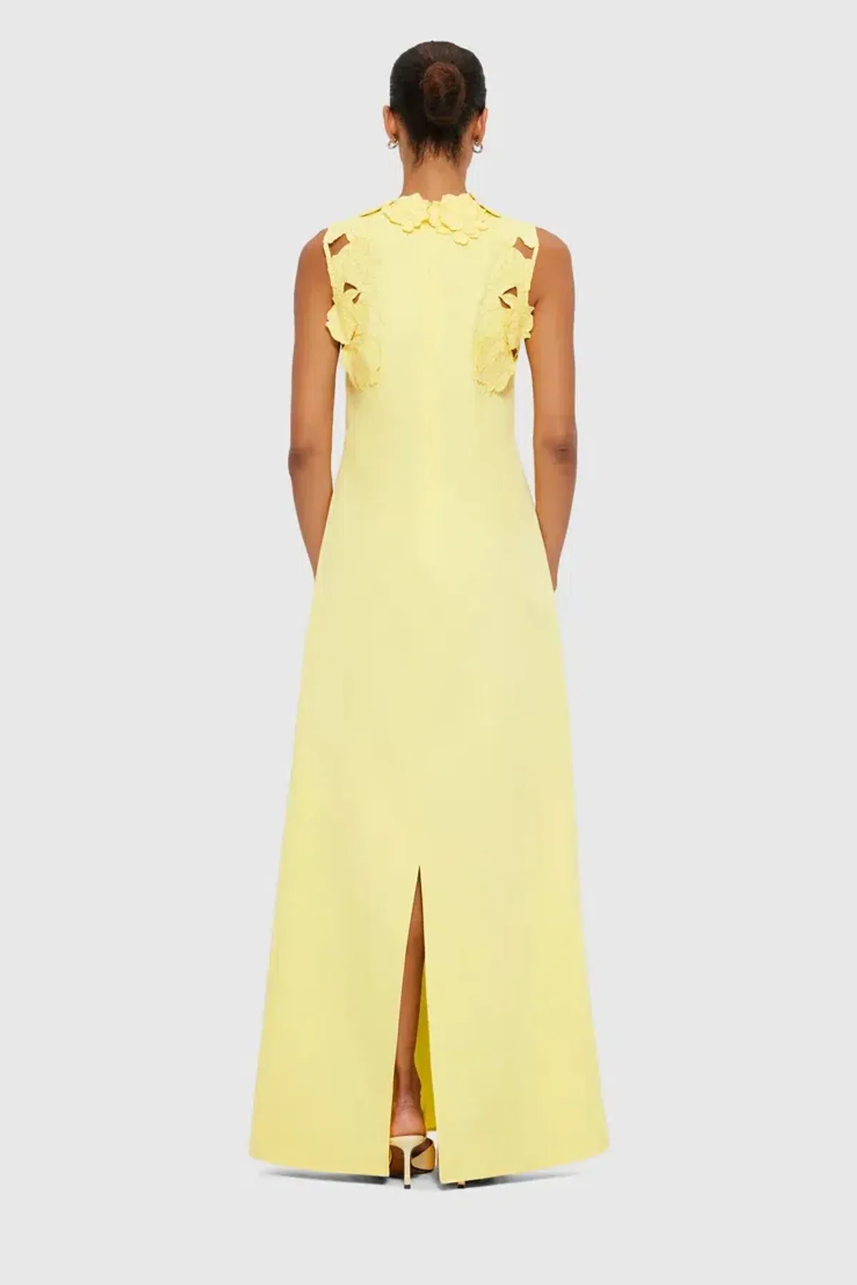 Leo Lin Solene Appliqué Maxi Dress Sorbet Yellow AU 14 - Image 3