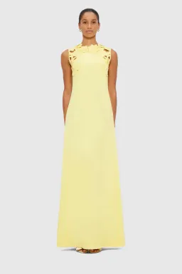 Leo Lin Solene Appliqué Maxi Dress - Sorbet Yellow for rent on The Volte - image 1