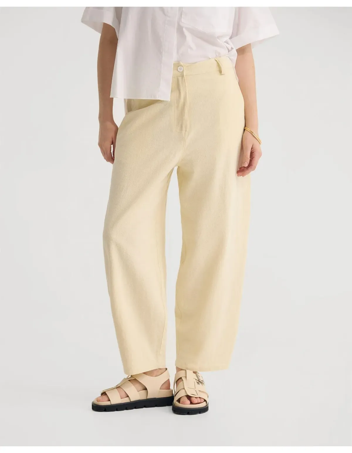 Oxford Etta Barrel Leg Pant Butter Size 10 AU - Image 1
