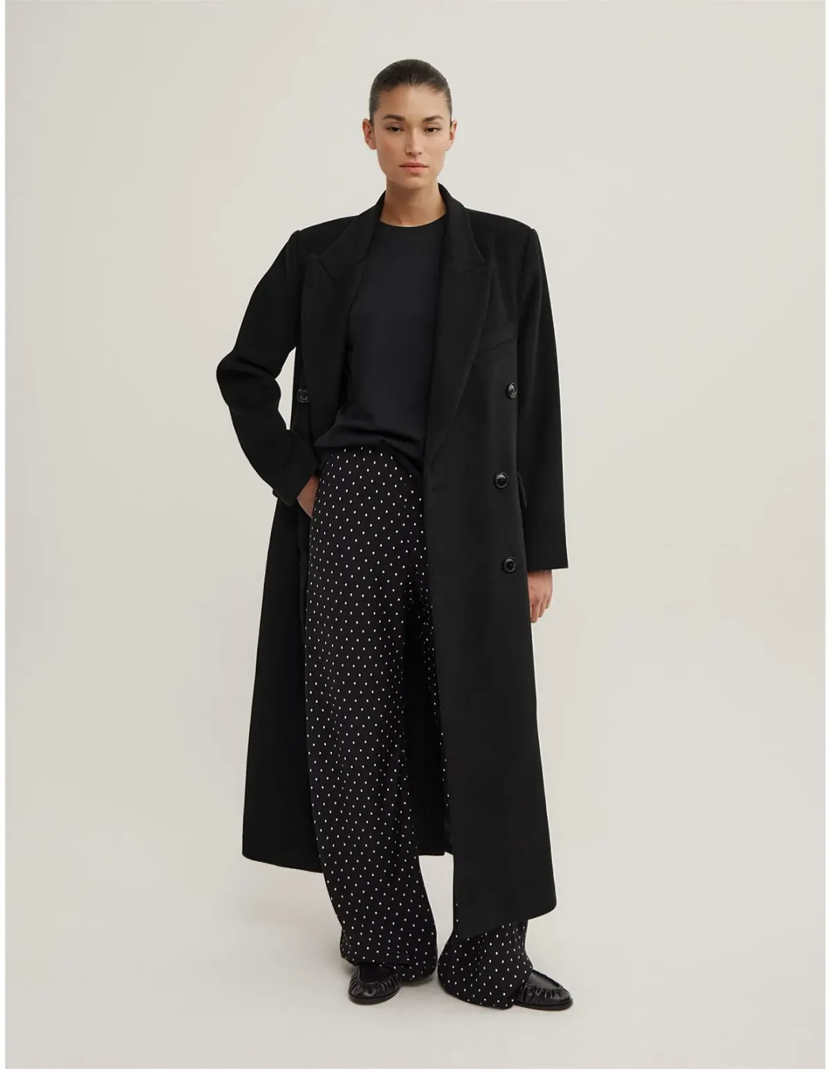 Witchery Bias Twill Pants Black Polka Dot Size 10 - Image 3