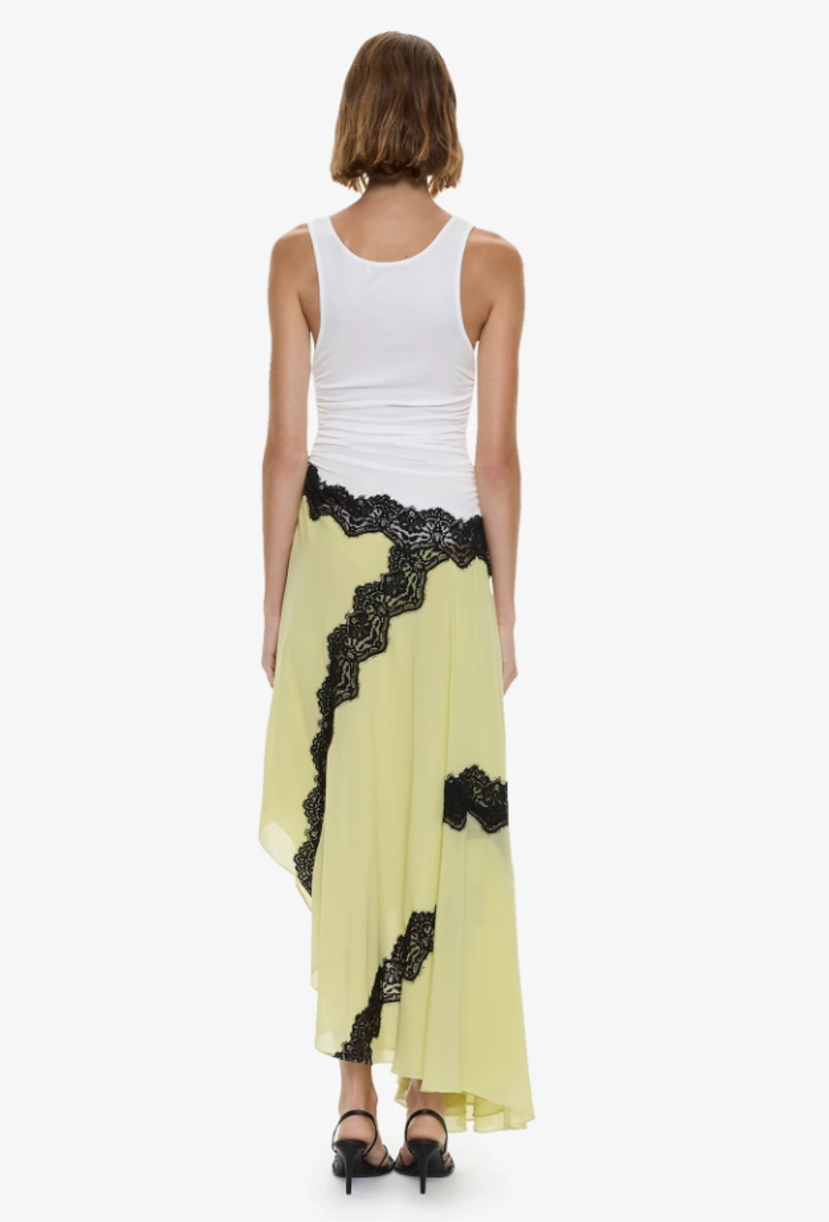 Christopher Esber Cutaway Lace Gathered Tank Dress chartreuse multi Size 6 - Image 2