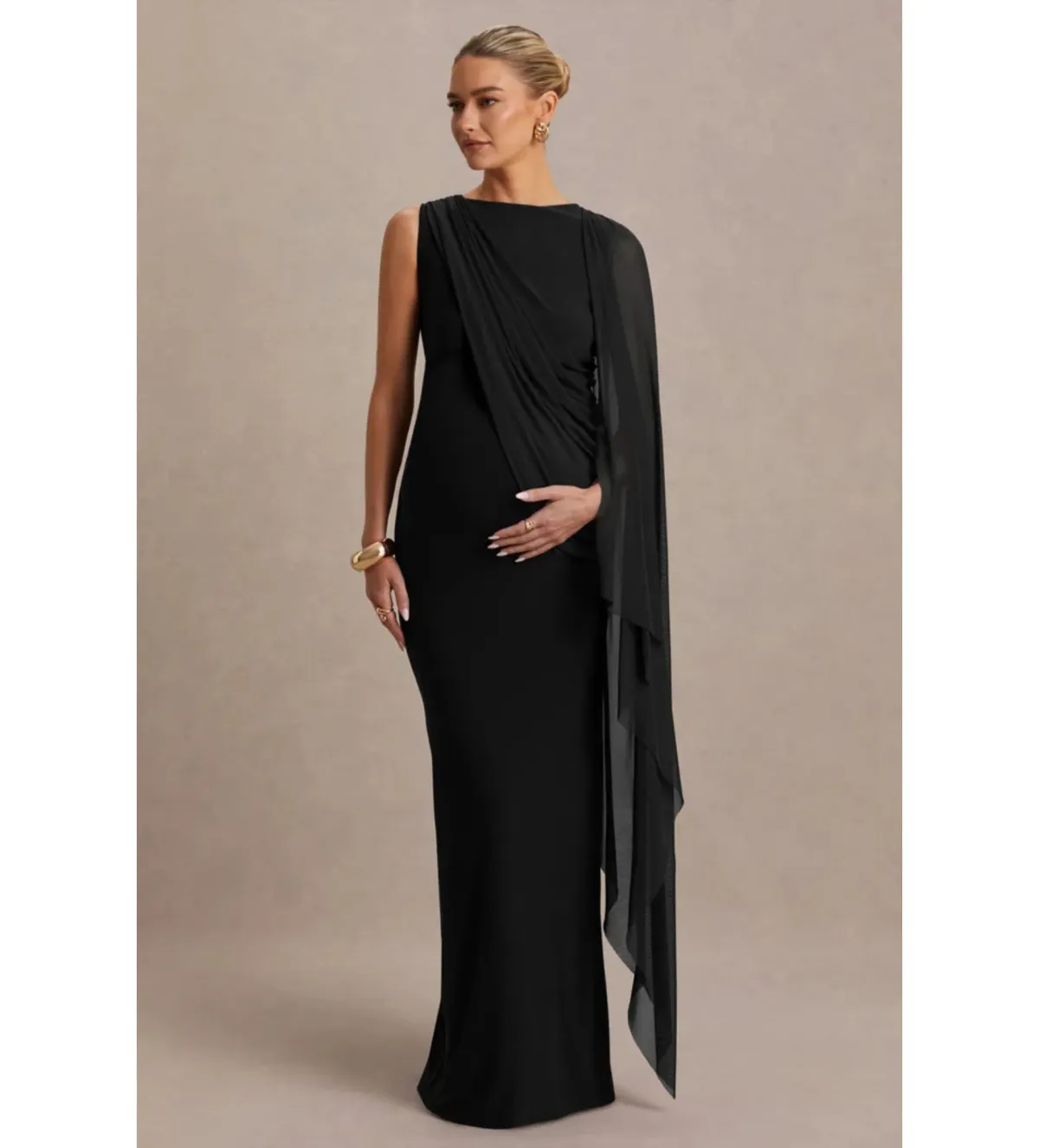 Club L London Cristina High Neck Maxi Gown Black Size 10 - Image 2