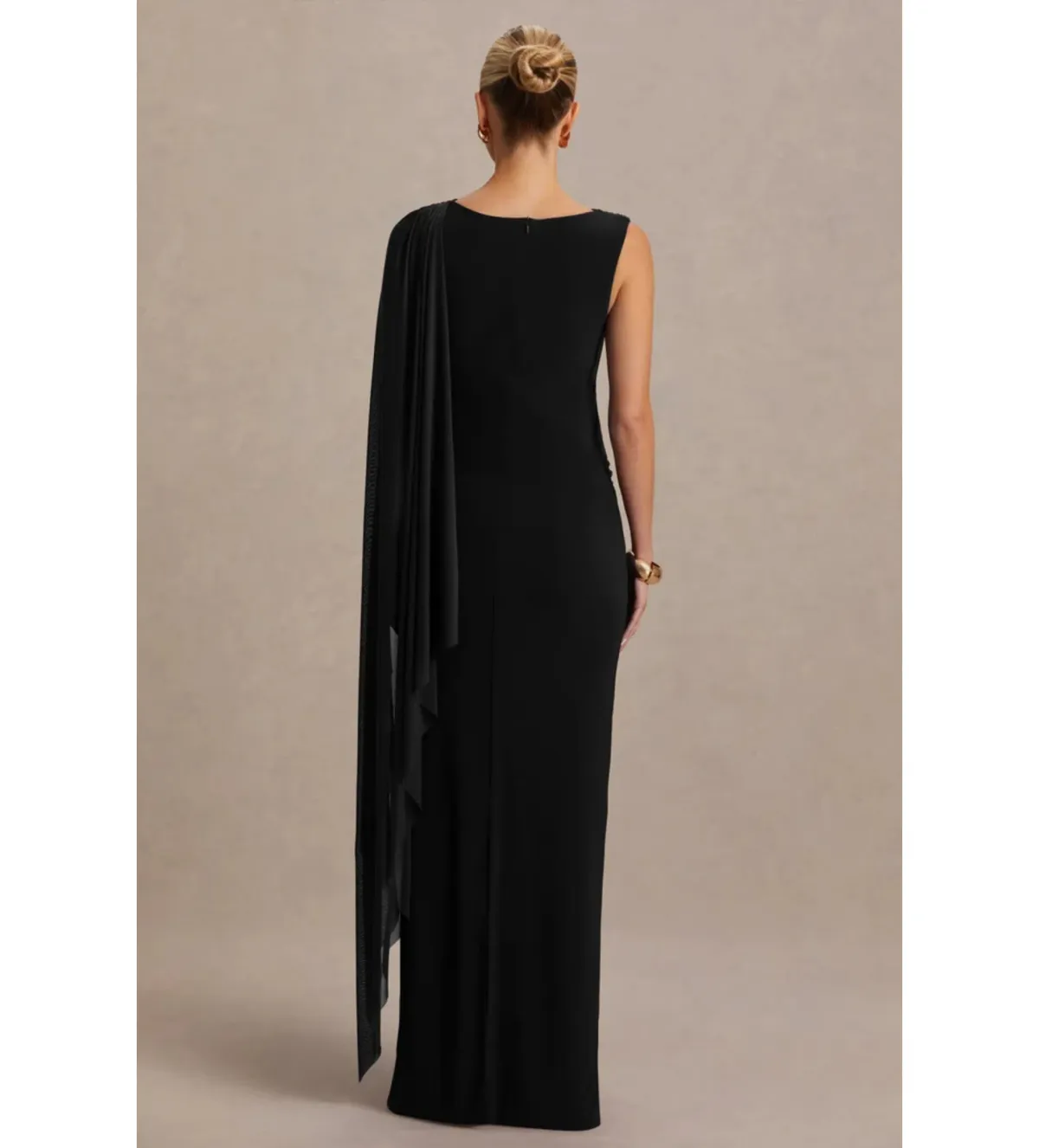 Club L London Cristina High Neck Maxi Gown Black Size 10 - Image 3