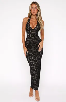 White Fox Destiny Lace Maxi Dress Black for rent on The Volte - image 2