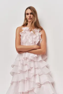 🌸 Aje Cleo Gown in Pastel Pink - Size 10 - Ruffle Tiered Maxi Dress 🌸 for rent on The Volte - image 4