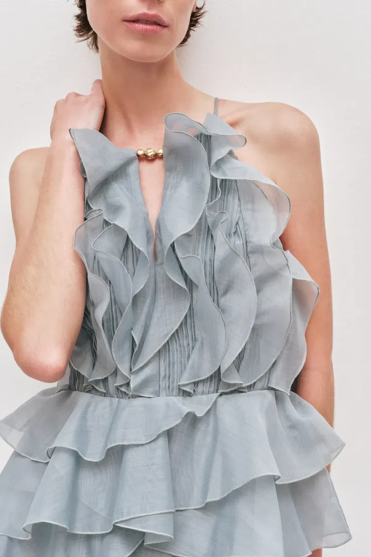 💧 Aje Cleo Gown in Duck Egg Blue - Size 8 - Ruffle Tiered Maxi Dress 💧 - Image 3