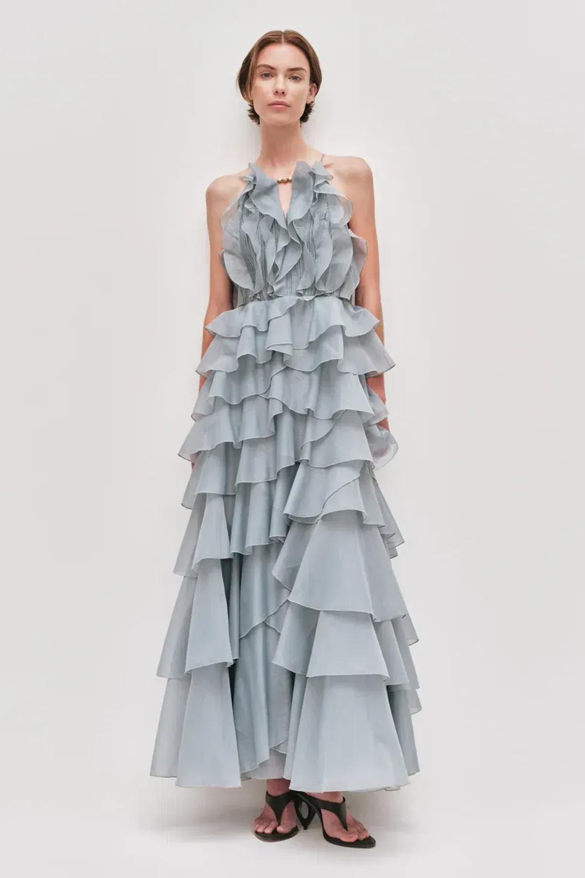 💧 Aje Cleo Gown in Duck Egg Blue - Size 8 - Ruffle Tiered Maxi Dress 💧 - Image 1