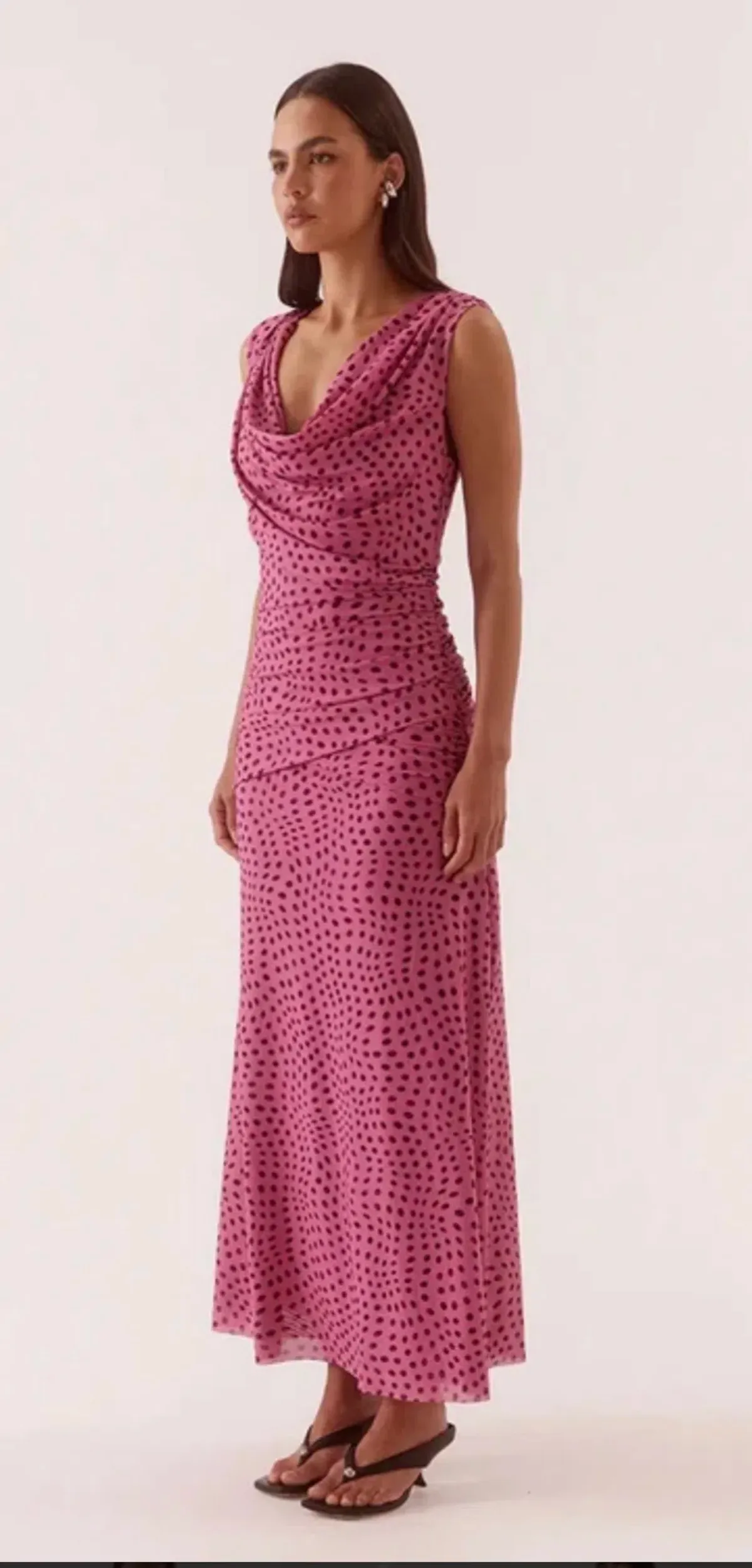Zuri mauve spot maxi dress  - Image 1