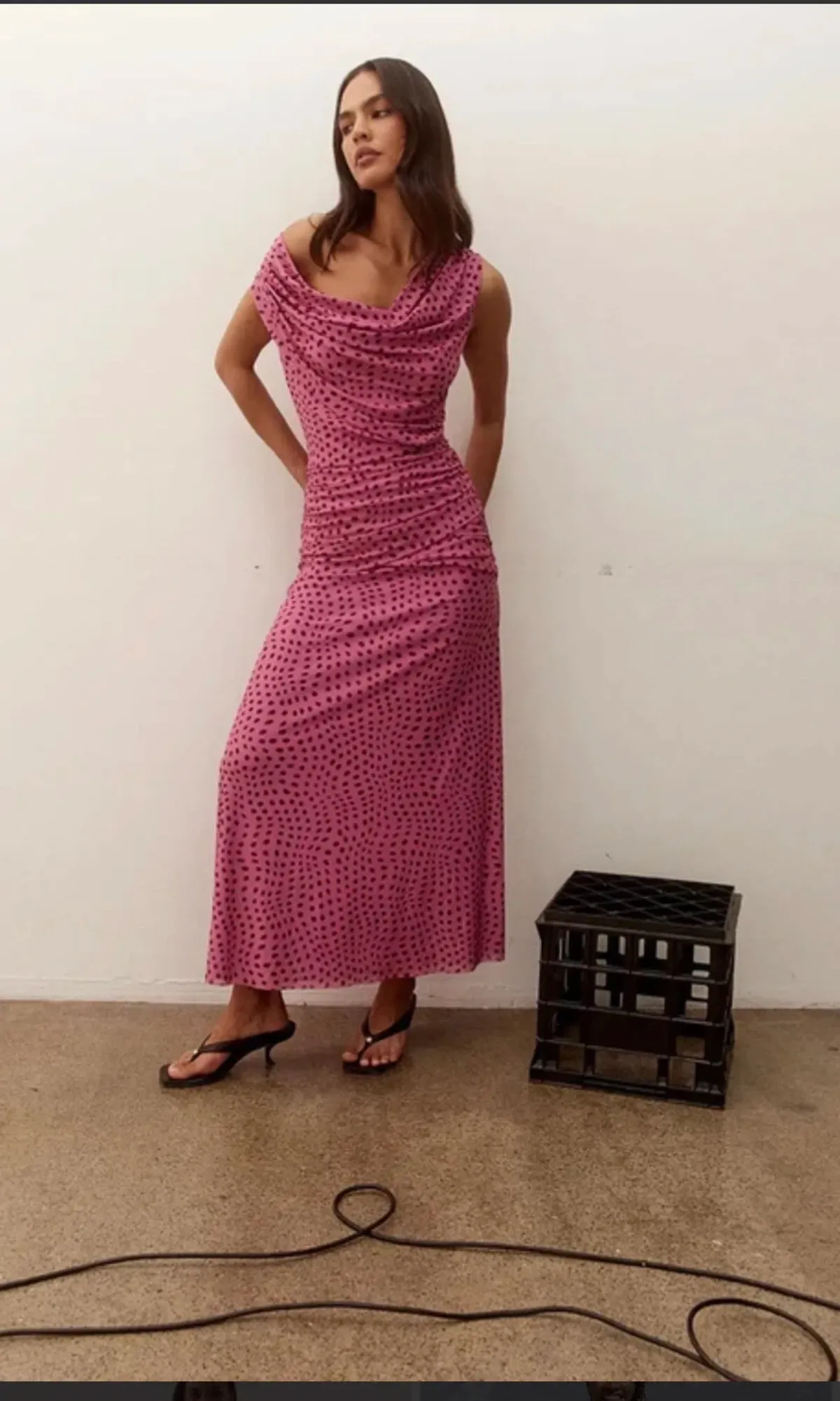 Zuri mauve spot maxi dress  - Image 2