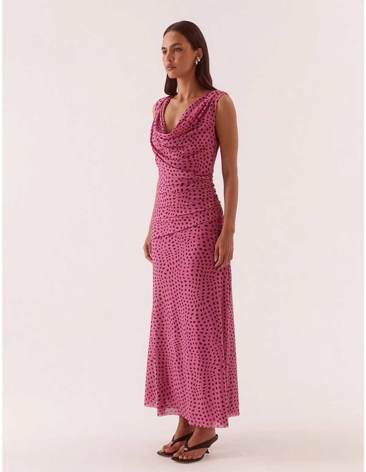 Sovere Zuri Mauve Spot Maxi Dress Print Size 6  - Image 3