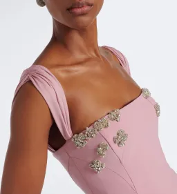 Rachel Gilbert Malia Gown with Crystal Embellishments in rosewater pink AU 6 | formal maxi dress wedding guest dress for rent on The Volte - image 2