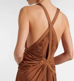 Christopher Esber Draped jersey mini dress in Russet brown AU 8 for rent on The Volte - image 4