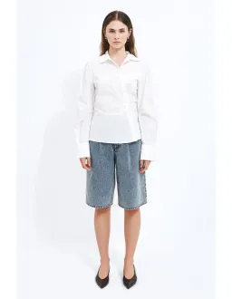 Aje Studio Ellie Wrap Shirt Ivory Size 6 AU for rent on The Volte - image 1