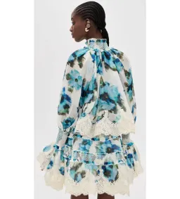 Zimmermann Alchemy Shirred Mini Dress Blue Poppy Size 0 / AU 8 for rent on The Volte - image 2