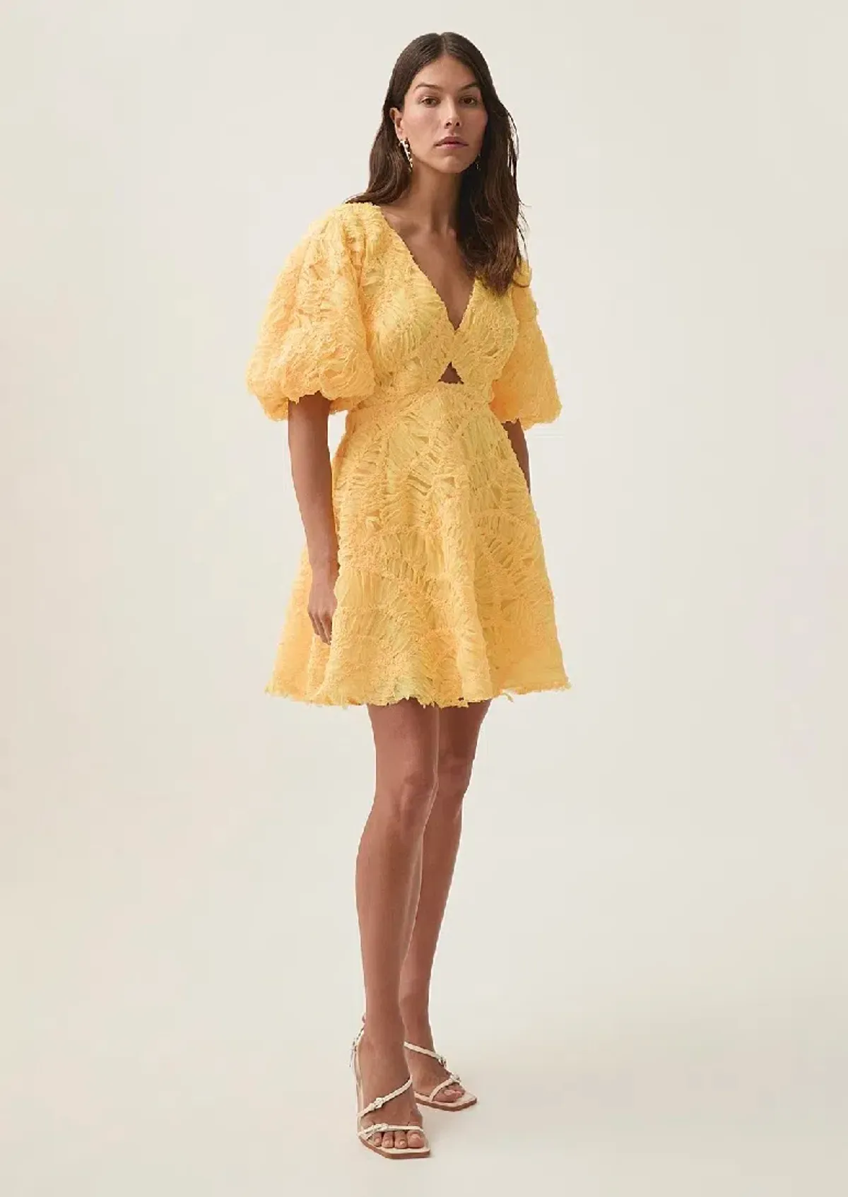 Aje Florential Mini Swing Dress – Soft Yellow – Size 10 - Image 1