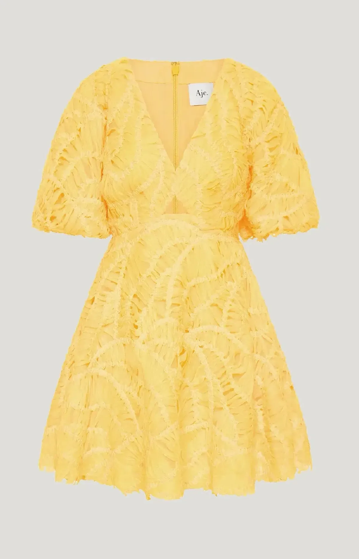 Aje Florential Mini Swing Dress – Soft Yellow – Size 10 - Image 4