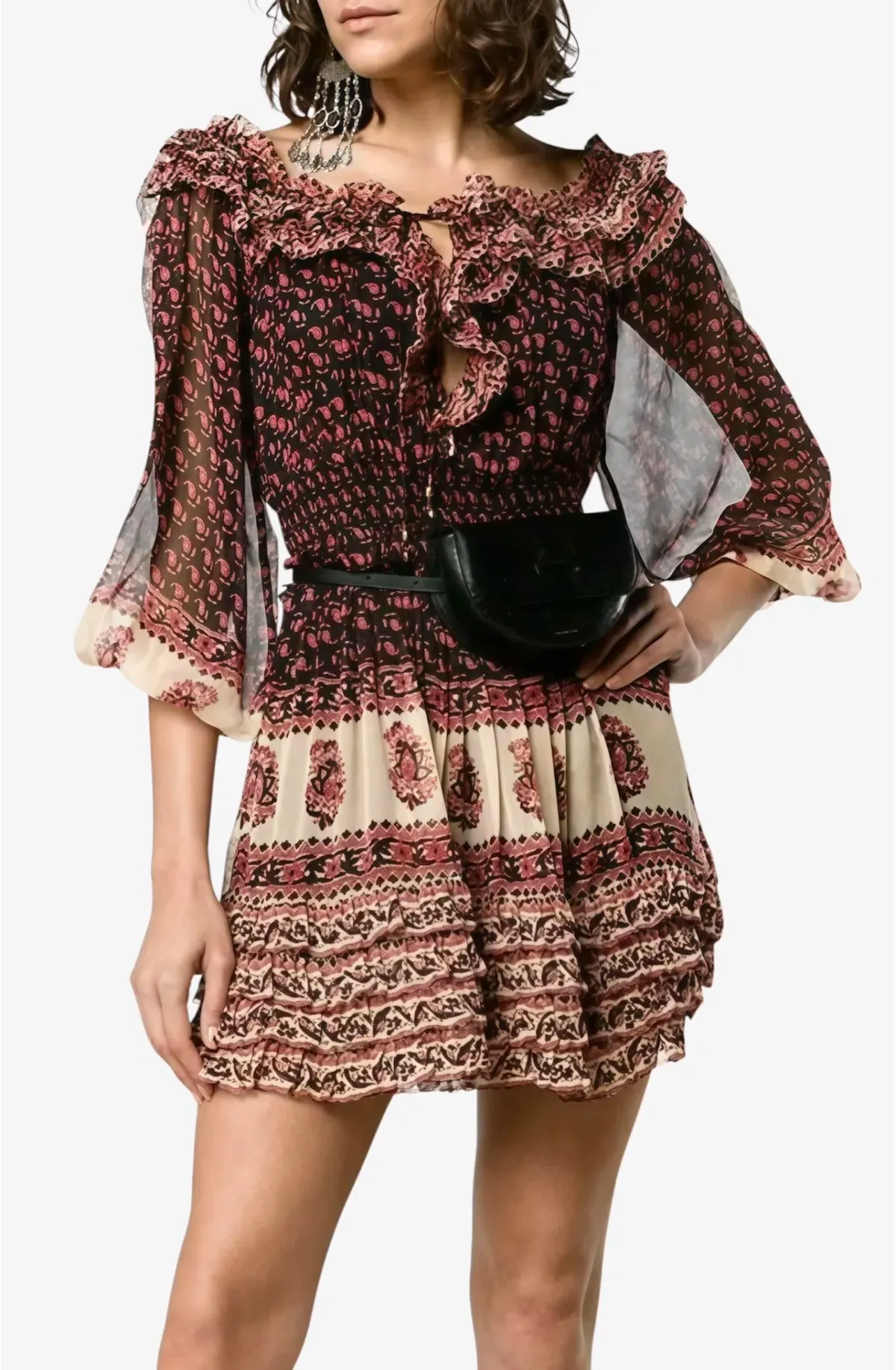 Zimmermann Jaya Stamp Frill Silk Mini Dress AU 8 / 0 - Image 1