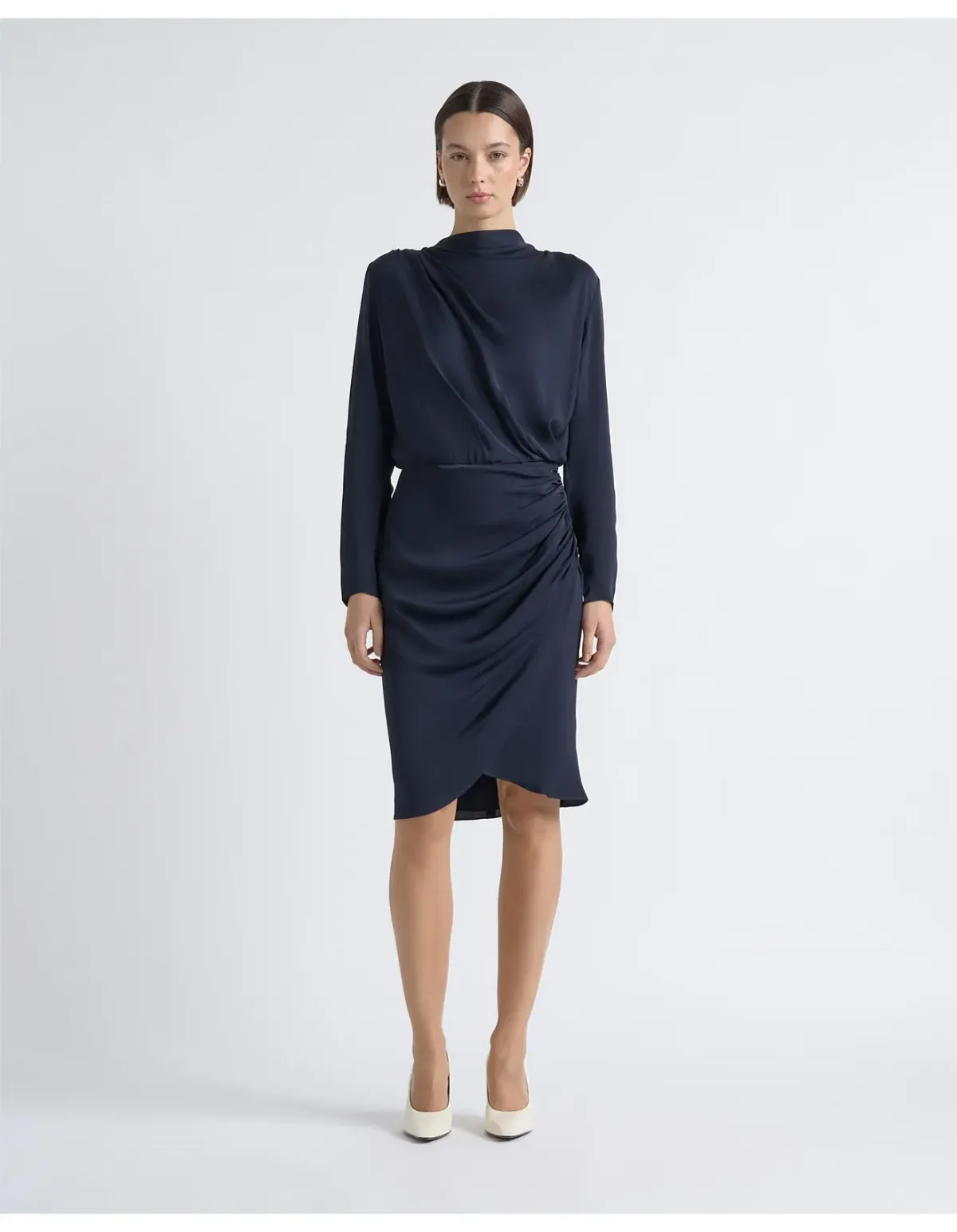 Cue Drape Midi Dress Size 6 AU Midnight - Image 1