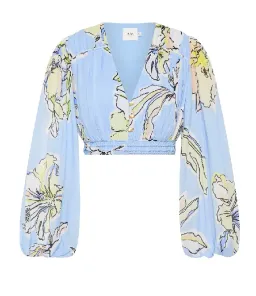 Aje Romantica Voile Crop Top – Blue Hibiscus – Size 12 for rent on The Volte - image 4