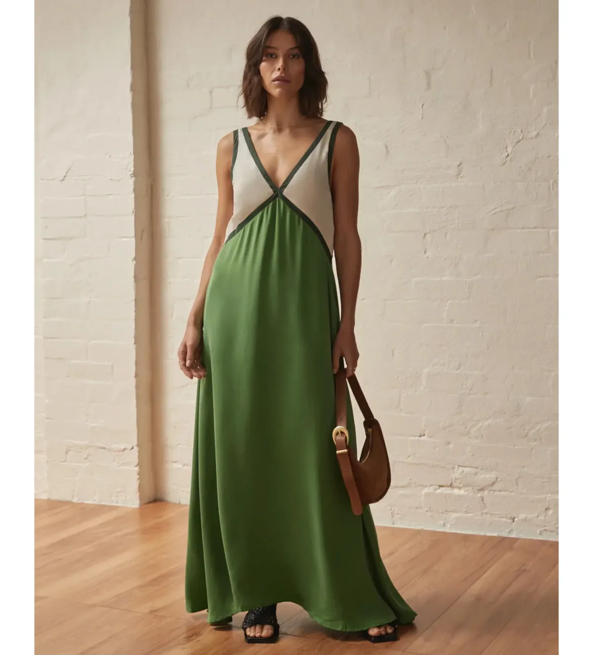 Sancia The Naomi Cupro Maxi Dress Green Size AU 8/S - Image 1