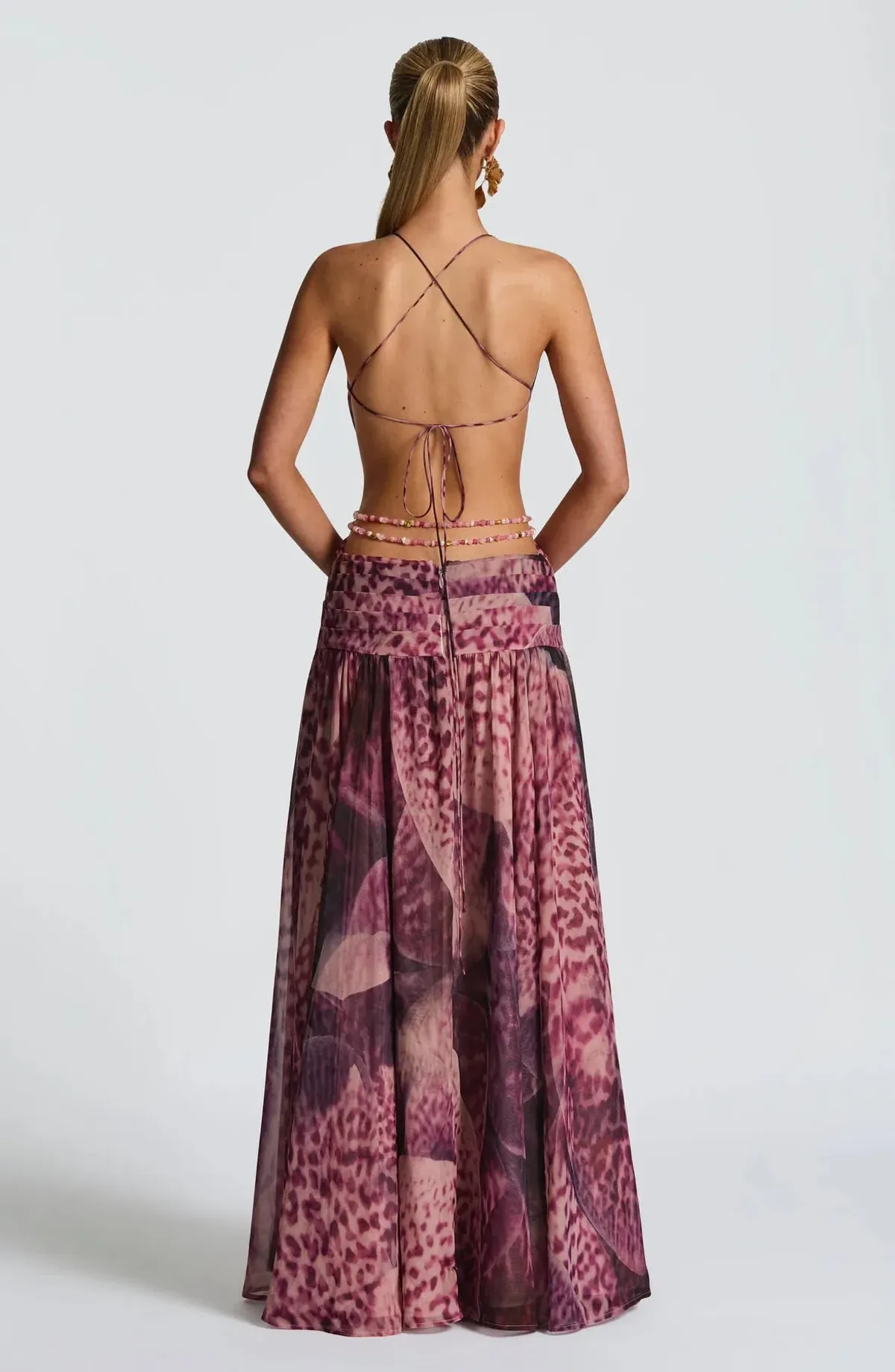 Babyboo - Indianna Maxi Dress - Magenta Orchid Print - Size S - Image 1
