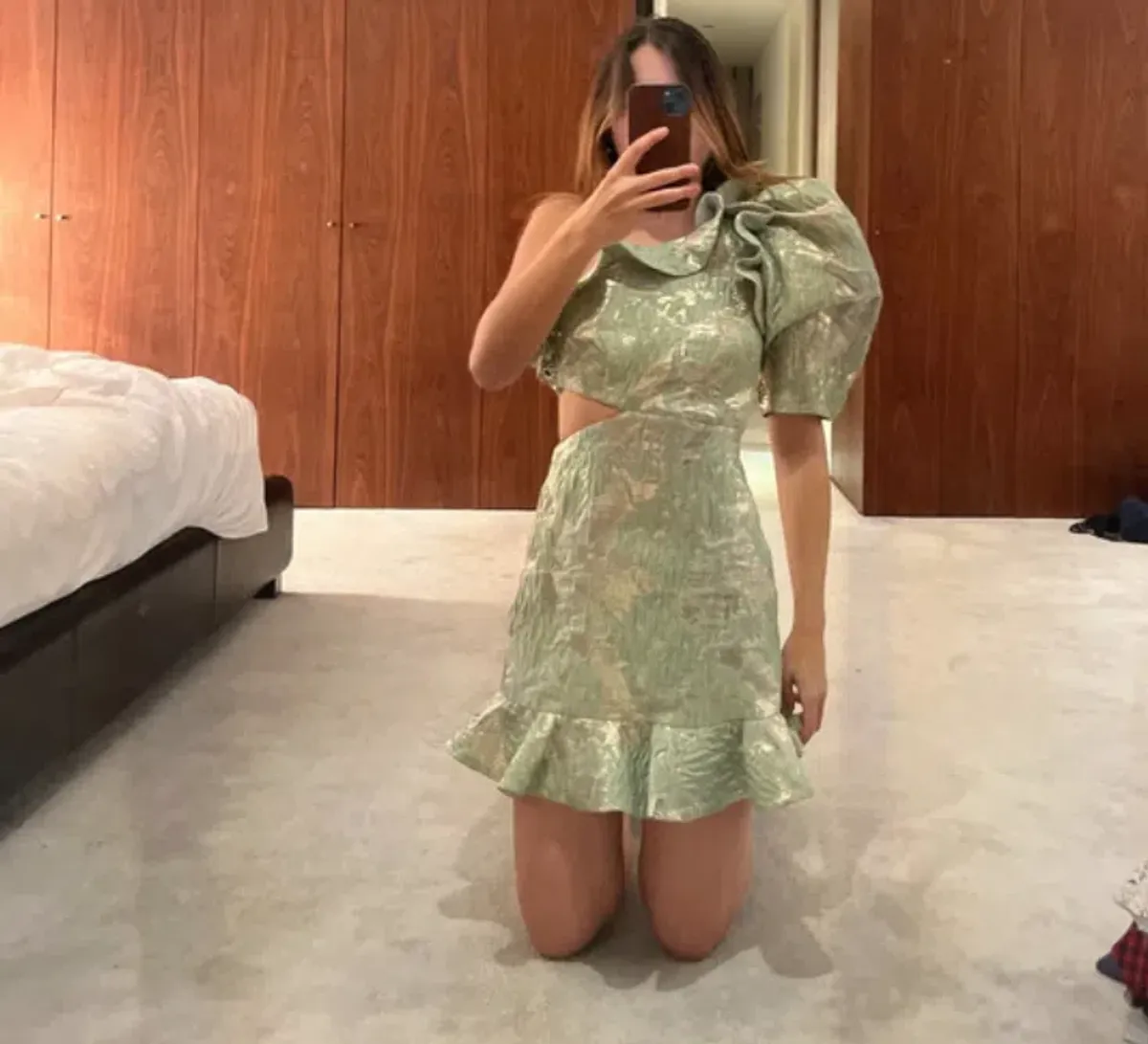ALEMAIS MIRA ONE SHOULDER MINI DRESS GREEN SIZE 8 - Image 2