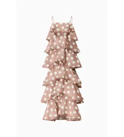 Elliatt Sola Tiered Maxi Dress in Brown Polkadot Size M/AU 10 for rent on The Volte - image 6