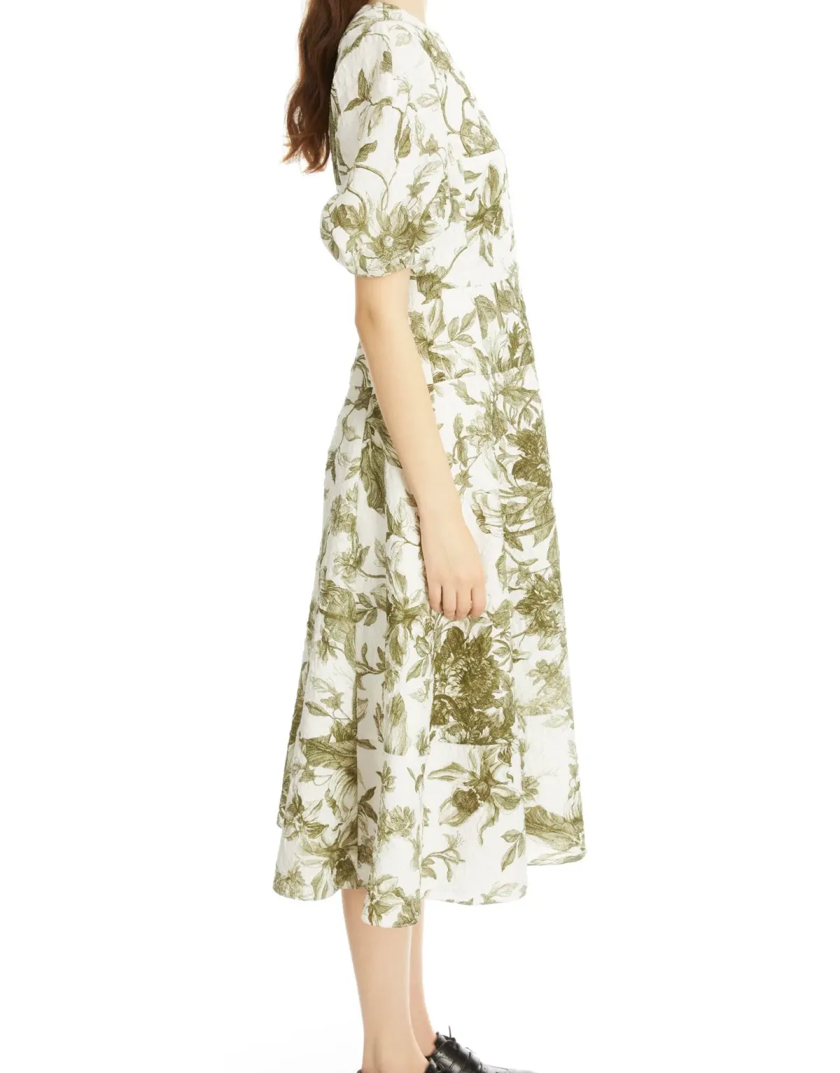 Erdem Kira Floral Print Puff Sleeve Midi Dress Size 14 - Image 3
