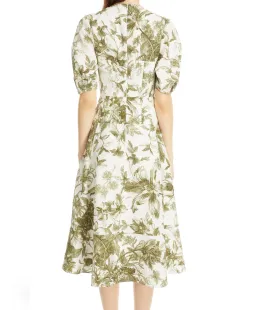 Erdem Kira Floral Print Puff Sleeve Midi Dress Size 14 for rent on The Volte - image 2