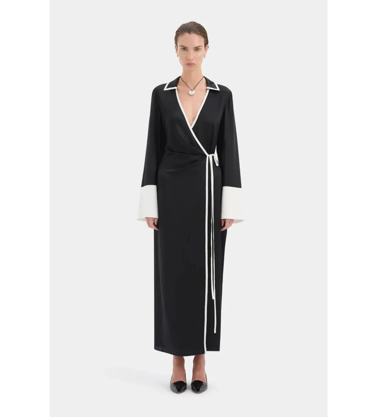 Sir the Label Yasmine Wrap Midi Shirt Dress Black Size 14 - Image 1