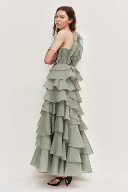 🌴 Aje Cleo Gown in Fern  Green - Size 8 - Ruffle Tiered Maxi Dress 🌴 for rent on The Volte - image 3