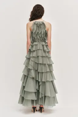 🌴 Aje Cleo Gown in Fern  Green - Size 8 - Ruffle Tiered Maxi Dress 🌴 for rent on The Volte - image 5
