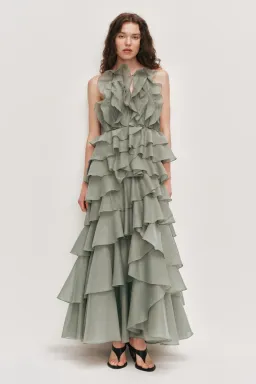 🌴 Aje Cleo Gown in Fern  Green - Size 8 - Ruffle Tiered Maxi Dress 🌴 for rent on The Volte - image 1