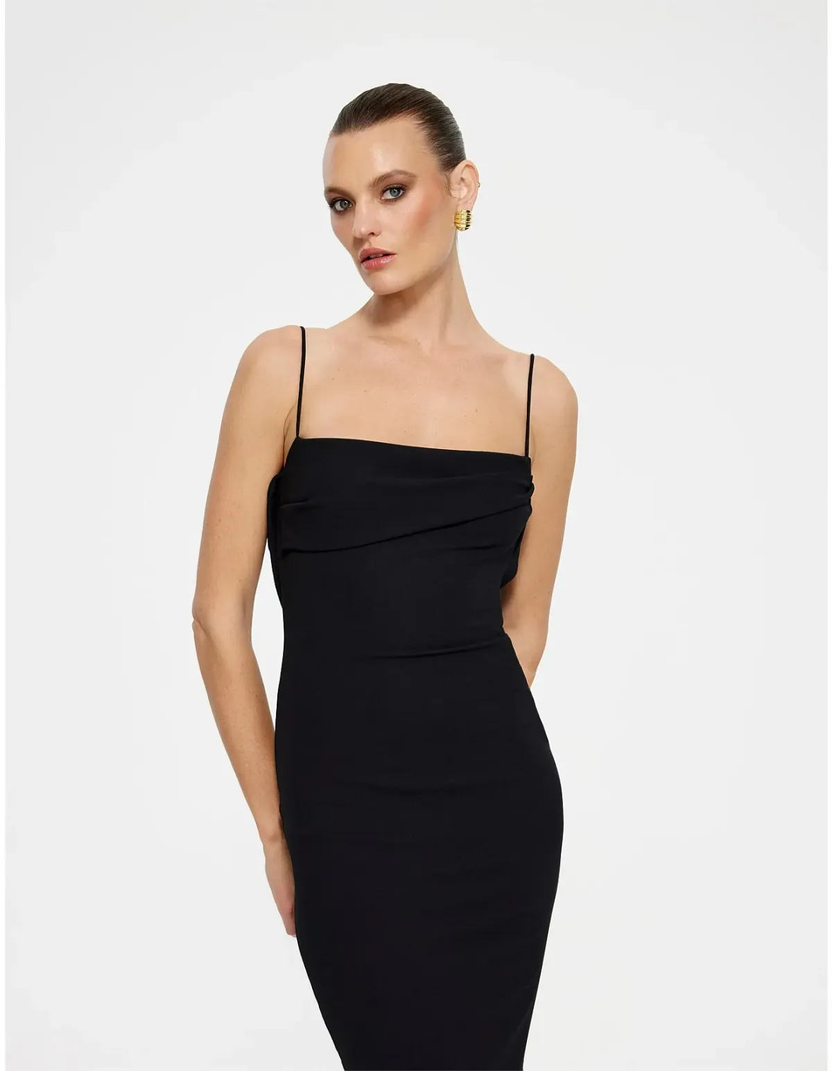 Effie Kats Havilland Low Back Stretch Crepe Gown Black Size 6 - Image 4