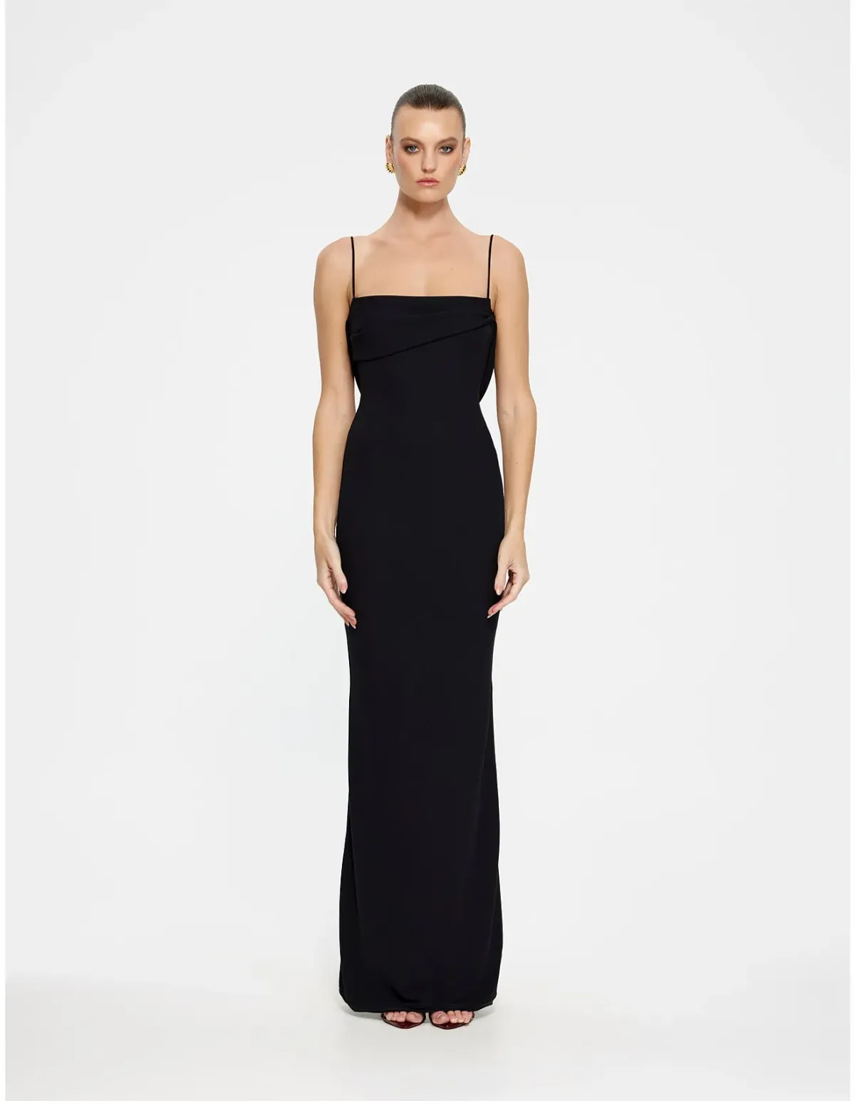 Effie Kats Havilland Low Back Stretch Crepe Gown Black Size 6 - Image 1