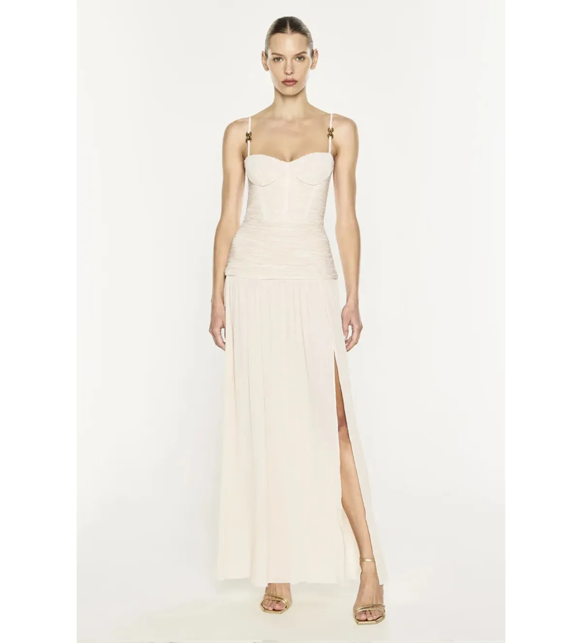 Manning Cartell Double Time Pleat Maxi Dress Nougat Size 8 - Image 3
