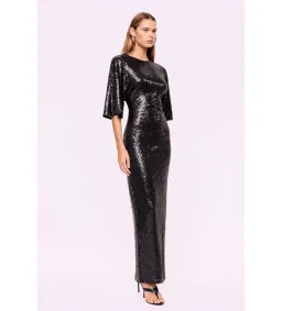Suboo Ava Sequin Cape Maxi Dress Black Sequin Size M / AU 10 for rent on The Volte - image 3
