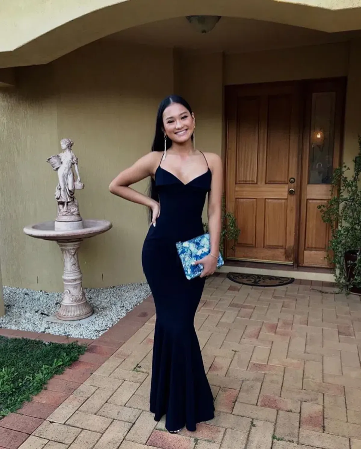 House of Ezis Famous Foldover Navy dress - Image 3