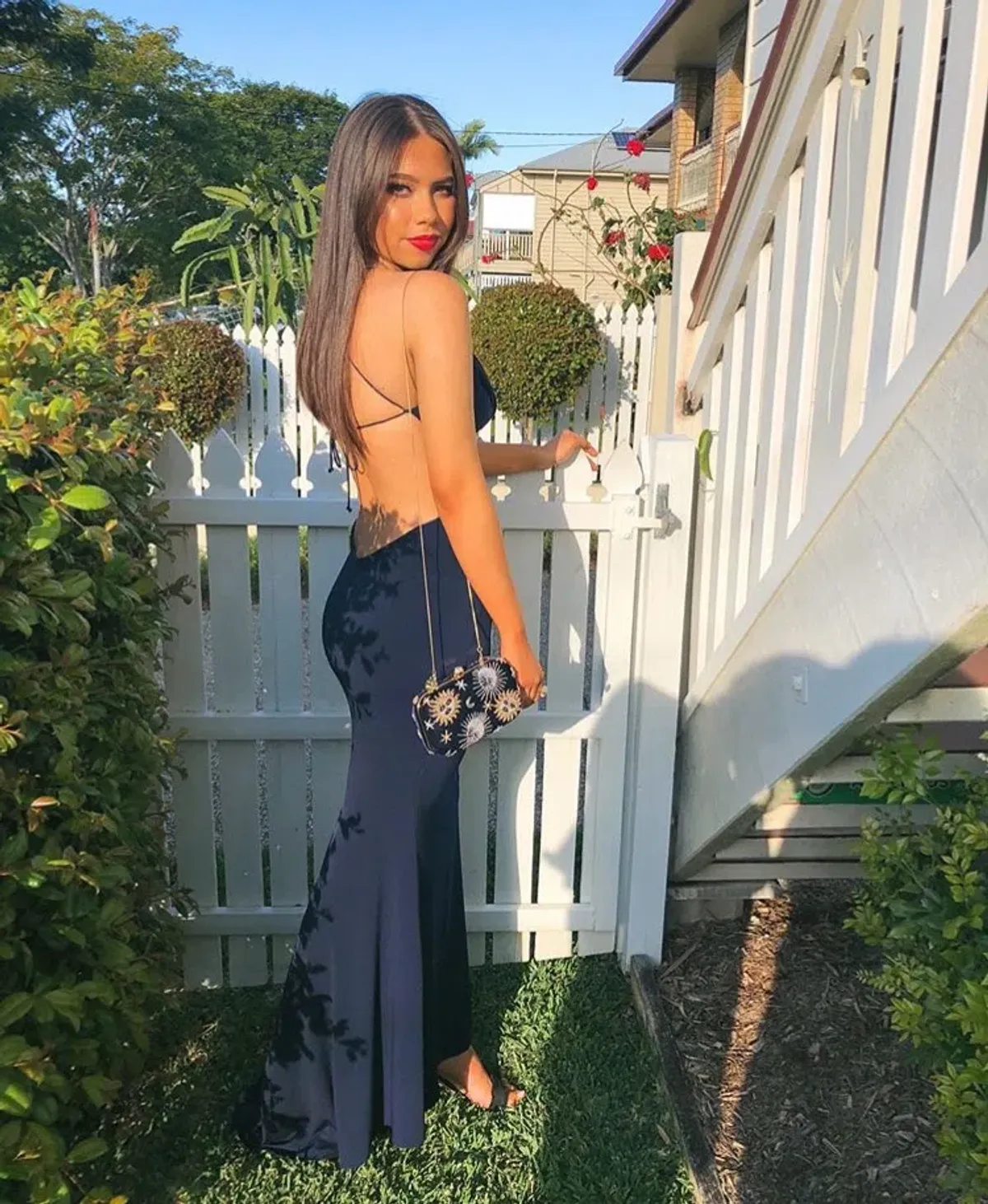 House of Ezis Famous Foldover Navy dress - Image 6